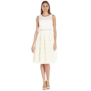 Badgley Mischka Scoop Neck Mesh Strip Dress